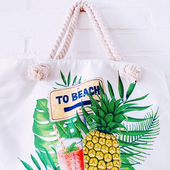 To beach pineapple canvas tote bag - Picture 3 of 3